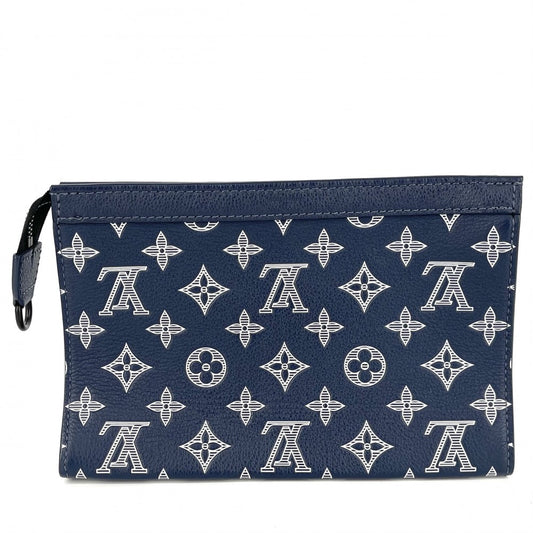 【開店SALE】 LOUIS VUITTON ルイヴィトン ショルダーバッグ モノグラムシャドウ ガストン・ウェアラブル ウォレット クラッチバッグ 2WAY M83384 ネイビー 紺 ブラック金具 メンズ【中古品】