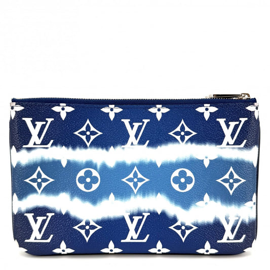 LOUIS VUITTON ルイヴィトン ショルダーバッグ モノグラムジャイアント LVエスカル ポシェット ドゥーブル ジップ M69124 ブルー 青 シルバー金具 メンズ【中古品】