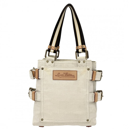【開店SALE】 LOUIS VUITTON ルイヴィトン ハンドバッグ クルーズライン グローブショッパーPM トートバッグ M95117 キャンバス ブルー 青 ベージュ ゴールド金具 レディース【中古品】