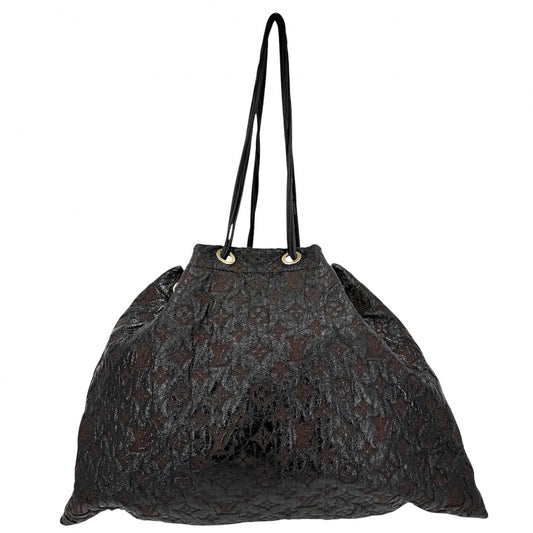 【開店SALE】 LOUIS VUITTON ルイヴィトン ショルダーバッグ モノグラムエルヴィニル スクイーチ ハンドバッグ 巾着 M95259 ブラック 黒 ブラウン 茶 ゴールド金具 レディース【中古品】