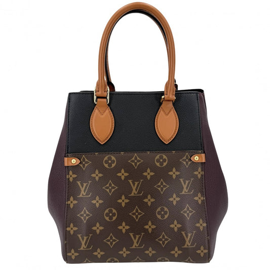 LOUIS VUITTON ルイヴィトン 2WAY フォールドトートMM ハンドバッグ ショルダーバッグ トートバッグ M45409 モノグラムキャンバス ブラウン 茶 ブラック 黒 ゴールド金具 レディース【中古品】