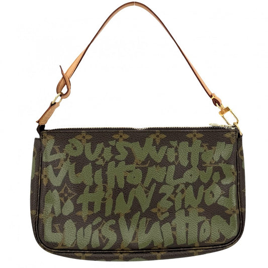 LOUIS VUITTON ルイヴィトン ハンドバッグ モノグラムグラフィティ ポシェットアクセソワール アクセサリーポーチ M92191 ブラウン 茶 カーキ ゴールド金具 レディース【中古品】