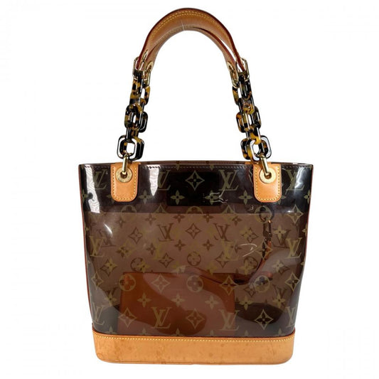 LOUIS VUITTON ルイヴィトン ハンドバッグ カバ・アンブル PM ビニールバッグ M92502 ビニール レザー ブラウン 茶 ゴールド金具 レディース【中古品】