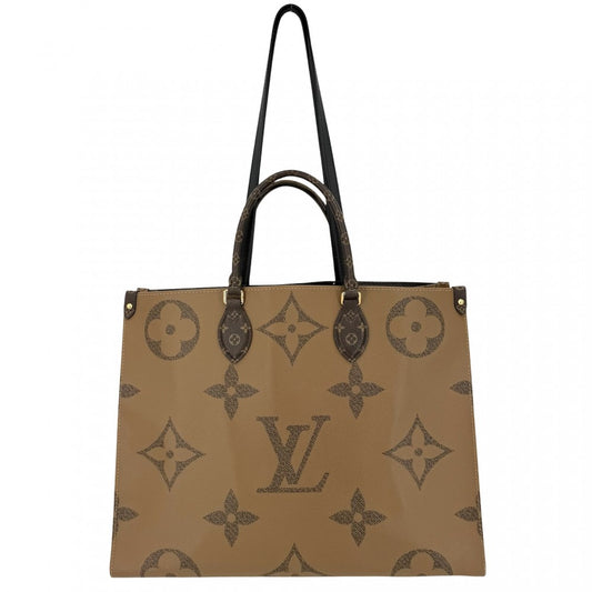 LOUIS VUITTON ルイヴィトン 2WAY オンザゴーGM ハンドバッグ トートバッグ M45320 モノグラムジャイアント モノグラム・リバース ブラウン 茶 ベージュ ゴールド金具 レディース【中古品】