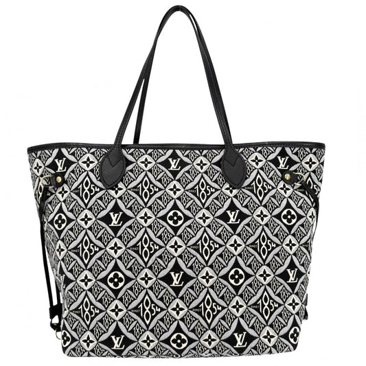 LOUIS VUITTON ルイヴィトン トートバッグ モノグラムジャガードSINCE 1854 ネヴァーフルMM ハンドバッグ M57230 キャンバス レザー ブラック 黒 ゴールド金具 レディース【中古品】