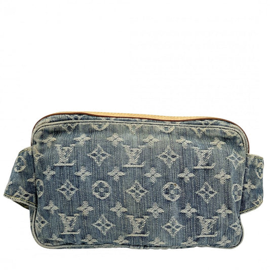 【開店SALE】 LOUIS VUITTON ルイヴィトン ウエストバッグ モノグラムデニム バムバッグ ボディバッグ M95347 ブルー 青 ゴールド金具 レディース【中古品】