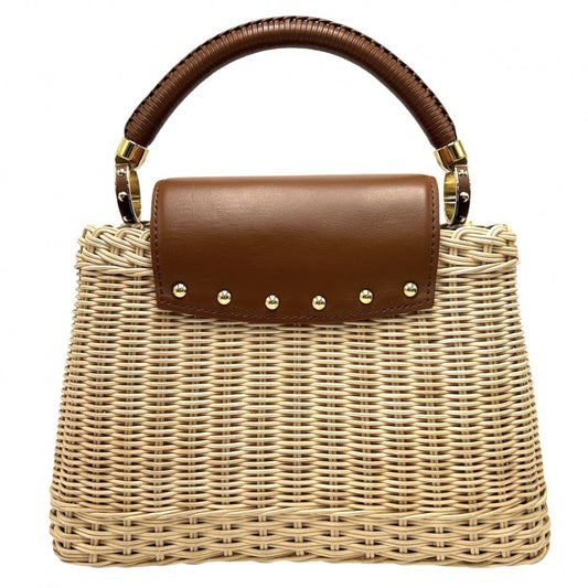 【開店SALE】 LOUIS VUITTON ルイヴィトン 2WAY カプシーヌBB ハンドバッグ ショルダーバッグ かごバッグ M22173 春 夏 ラタン レザー ブラウン 茶 ベージュ ゴールド金具 レディース【中古品】