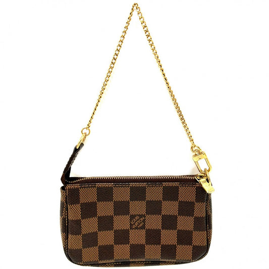 LOUIS VUITTON ルイヴィトン ハンドバッグ ミニポシェットアクセソワール T&B アクセサリーポーチ MiniPochette Accessoires N58011 ダミエキャンバス ブラウン 茶 ゴールド金具 レディース【中古品】