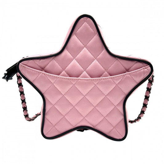 CHANEL シャネル ショルダーバッグ マトラッセ スター チェーン ココマーク ココ 鞄 かばん AS4579 サテン ピンク ブラック金具 レディース【中古品】