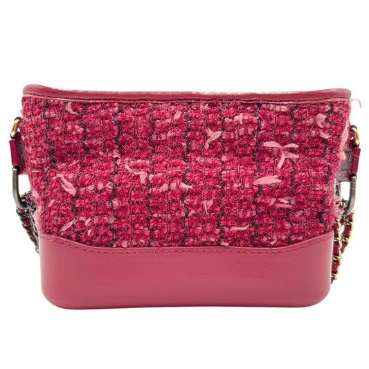 CHANEL シャネル ショルダーバッグ ガブリエルドゥシャネル スモール ホーボー チェーンショルダー ココマーク ココ 鞄 かばん A91810 ツイード レザー ピンク レッド 赤 ゴールド×シルバー金具 レディース【中古品】
