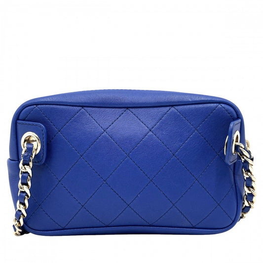 CHANEL シャネル ウエストバッグ チェーンボディバッグ ココマーク ウエストポーチ ココ 鞄 かばん レザー ブルー 青 ゴールド金具 レディース【中古品】