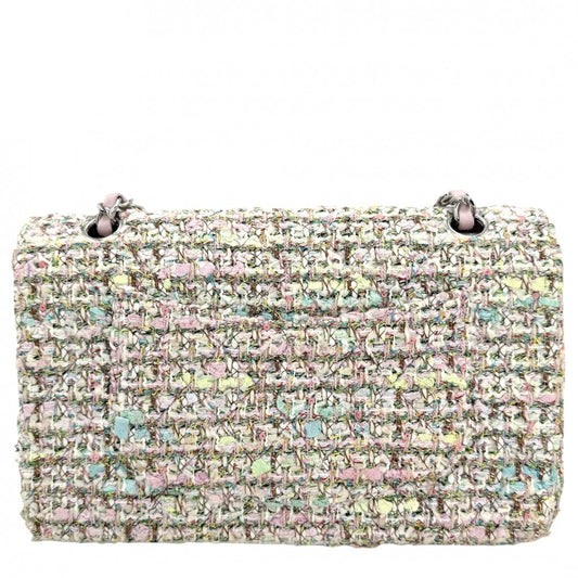 CHANEL シャネル ショルダーバッグ マトラッセ25 ダブルチェーン ダブルフラップ ラメ ツイード ピンク マルチカラー シルバー金具 レディース【中古品】