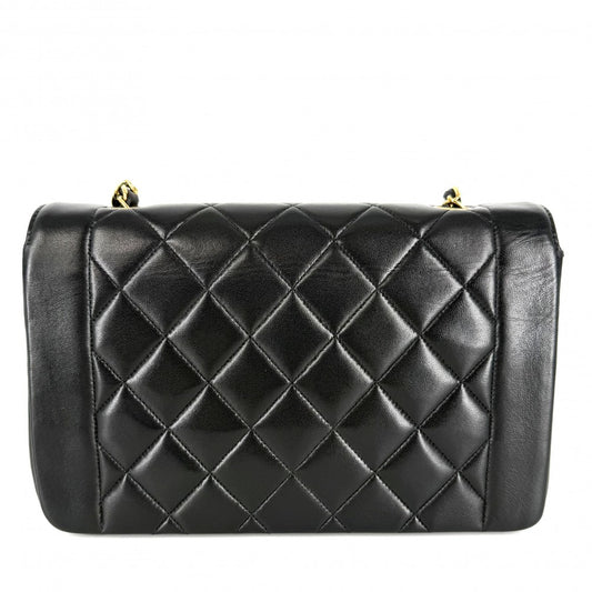 CHANEL シャネル ショルダーバッグ マトラッセ ダイアナ25 チェーン ココマーク ターンロック ラムスキン ブラック 黒 ゴールド金具 レディース【中古品】