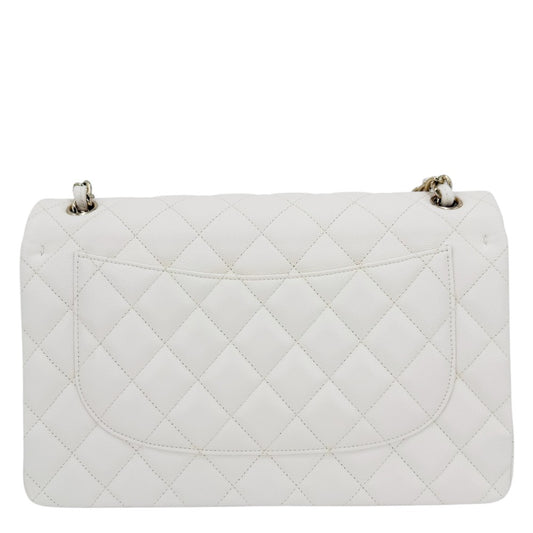 CHANEL シャネル ショルダーバッグ マトラッセ30 ココマーク ターンロック ダブルフラップ ダブルチェーン キャビアスキン ホワイト 白 ゴールド金具 レディース【中古品】