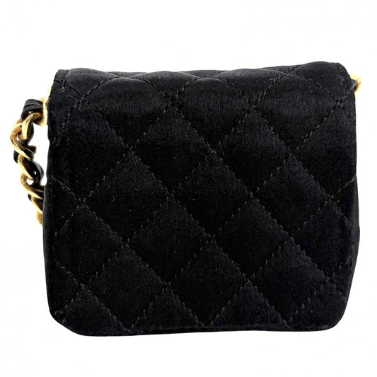 CHANEL シャネル ショルダーバッグ ミニチェーンショルダーバッグ ミニミニマトラッセ ポシェット コインケース マイクロ サテン ブラック 黒 マットゴールド金具 レディース【中古品】