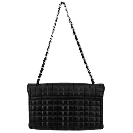 CHANEL シャネル ショルダーバッグ アイコン チョコバー ミニチェーンバッグ ココマーク カメリア ラムスキン ブラック 黒 シルバー金具 レディース【中古品】