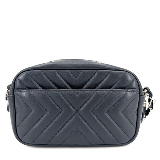CHANEL シャネル ショルダーバッグ ココマーク フリンジ チェーン シェブロン レザー ネイビー 紺 シルバー金具 レディース【中古品】