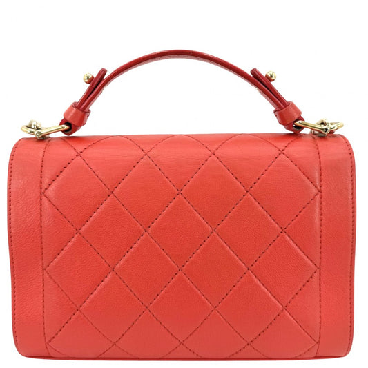 CHANEL シャネル ショルダーバッグ クリックラベル マトラッセ チェーン レザー オレンジ系 ゴールド金具 レディース【中古品】