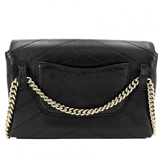 CHANEL シャネル ショルダーバッグ シェブロン Vステッチ ココマーク レザー ブラック 黒 ゴールド金具 レディース【中古品】