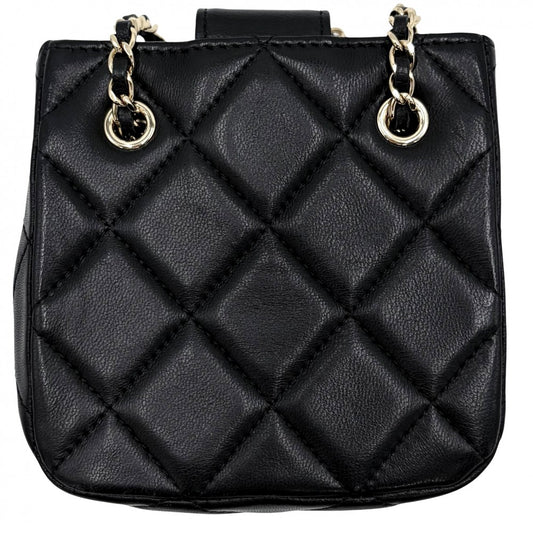 CHANEL シャネル ショルダーバッグ ミニポシェット ココマーク マトラッセ レザー ブラック 黒 ゴールド金具 レディース【中古品】