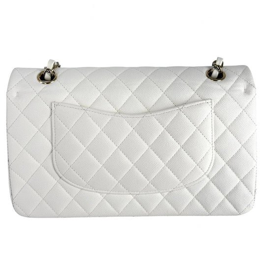 CHANEL シャネル ショルダーバッグ マトラッセ25 ダブルチェーン ダブルフラップ ココマーク ターンロック キャビアスキン ホワイト 白 ゴールド金具 レディース【中古品】