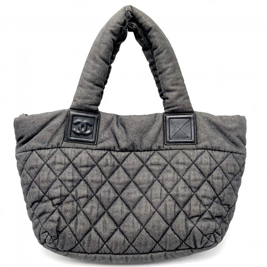 CHANEL シャネル ハンドバッグ コココクーンPM リバーシブル トートバッグ ココマーク Coco Cocoon マトラッセ キャンバス ナイロン グレー ボルドー シルバー金具 レディース【中古品】