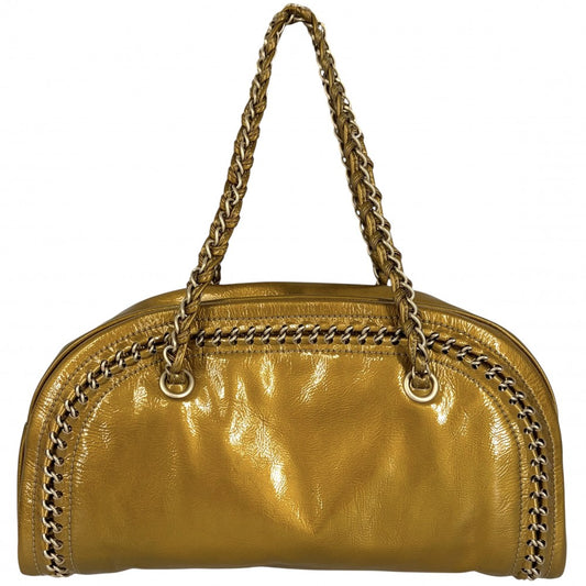 【開店SALE】 CHANEL シャネル ハンドバッグ ラグジュアリーライン ボストンバッグ ココマーク チェーンショルダー 鞄 かばん A31405 エナメル ゴールド ゴールド金具 レディース【中古品】