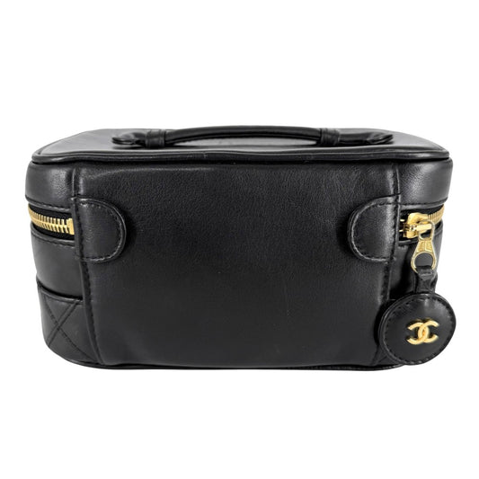 CHANEL シャネル ポーチ 化粧ポーチ メイクポーチ ビコローレ バニティバッグ A01618 レザー ブラック 黒 ゴールド金具 レディース【中古品】