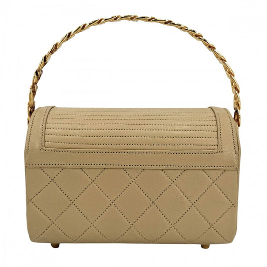 CHANEL シャネル ハンドバッグ マトラッセ トップハンドル ミニバッグ ヴィンテージ ココマーク ラムスキン ベージュ ゴールド金具 ボーイズ【中古品】
