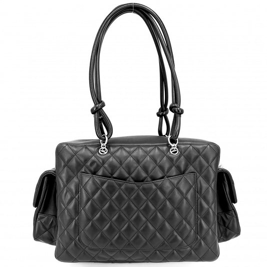 CHANEL シャネル ハンドバッグ カンボンライン マルチポケット マトラッセ ココマーク トートバッグ ラムスキン ブラック 黒 シルバー金具 レディース【中古品】