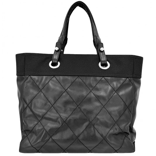 CHANEL シャネル トートバッグ パリビアリッツMM ハンドバッグ ココマーク ココマーク A34209 コーティングキャンバス レザー ブラック 黒 シルバー金具 レディース【中古品】