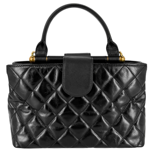 CHANEL シャネル 2WAY マトラッセ ターンロック ショルダーバッグ ハンドバッグ ココマーク レザー ブラック 黒 アンティークゴールド金具 レディース【中古品】