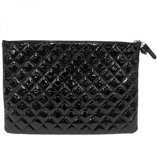 CHANEL シャネル クラッチバッグ セカンドバッグ マトラッセ A4対応 かばん 鞄 エナメル ブラック 黒 シルバー金具 レディース【中古品】