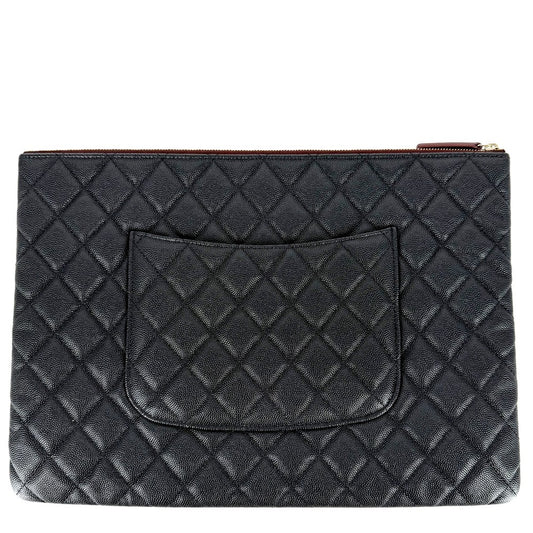 CHANEL シャネル クラッチバッグ マトラッセ セカンドバッグ ココマーク キャビアスキン ブラック 黒 ゴールド金具 レディース【中古品】