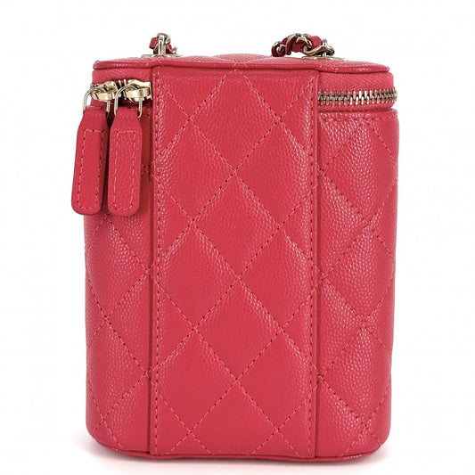 CHANEL シャネル ショルダーバッグ マトラッセ バニティポーチ チェーンショルダー ミニポシェット ココマーク キャビアスキン レッド系 ゴールド金具 レディース【中古品】