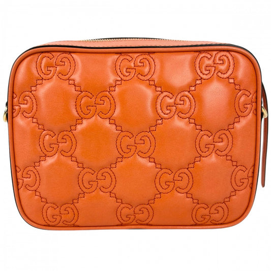 【開店SALE】 GUCCI グッチ ショルダーバッグ GGマトラッセ スモールバッグ キルティング かばん 鞄 702234 レザー オレンジ ゴールド金具 レディース【中古品】