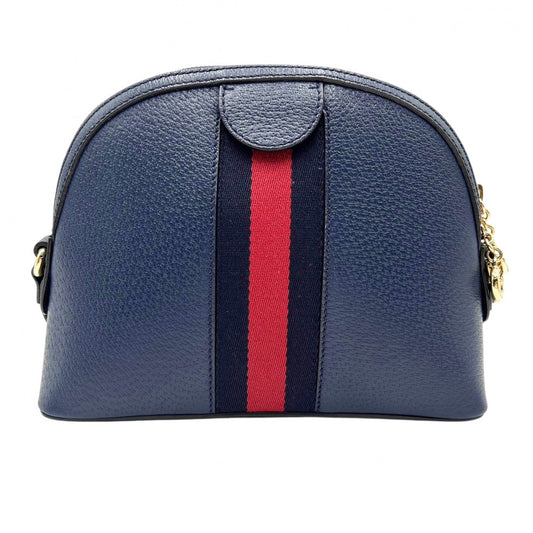 GUCCI グッチ ショルダーバッグ オフィディア GG ウェブストライプ ミニバッグ 小さめ 鞄 かばん 499621 レザー ネイビー 紺 ゴールド金具 レディース【中古品】