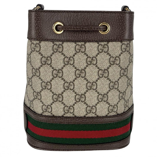 GUCCI グッチ ショルダーバッグ オフィディア ミニバケットバッグ シェリーライン 550620 GGスプリームキャンバス ベージュ ゴールド金具 レディース【中古品】