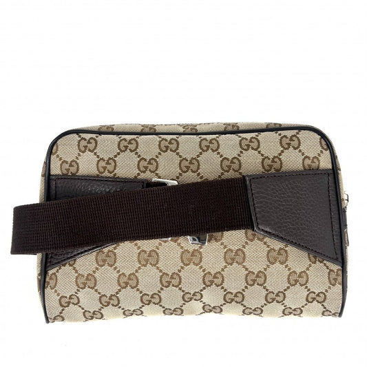 GUCCI グッチ ウエストバッグ ウエストポーチ ボディバッグ 鞄 かばん 449174 GGキャンバス レザー ブラウン 茶 シルバー金具 メンズ【中古品】