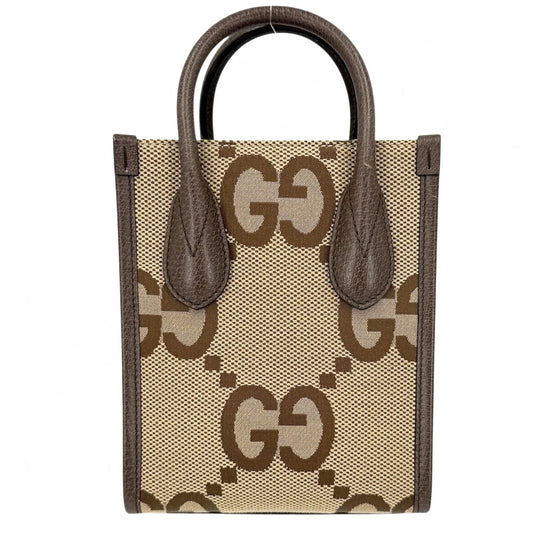 GUCCI グッチ 2WAY ジャンボGG ミニトートバッグ ハンドバッグ ショルダーバッグ 699406 ベージュ ブラウン 茶 ゴールド金具 レディース【中古品】