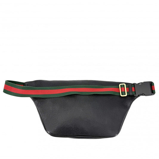 GUCCI グッチ ウエストバッグ ロゴプリント ボディバッグ シェリーライン 530412 レザー ブラック 黒 ゴールド金具 ユニセックス【中古品】