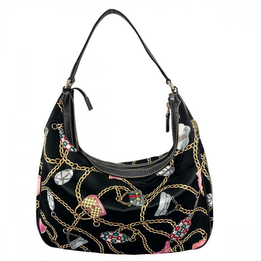 GUCCI グッチ ショルダーバッグ シャーミー ワンショルダー 153010 シルク ブラック 黒 ゴールド金具 レディース【中古品】