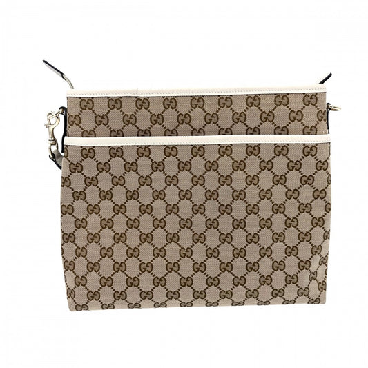 GUCCI グッチ ショルダーバッグ GG 男女兼用 メンズ レディース 388924 GGキャンバス ベージュ ホワイト 白 ソフトゴールド金具 ユニセックス【中古品】