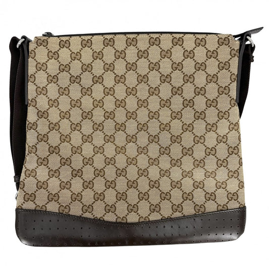 GUCCI グッチ ショルダーバッグ パンチング ワンショルダー 145857 GGキャンバス ベージュ ブラウン 茶 シルバー金具 レディース【中古品】