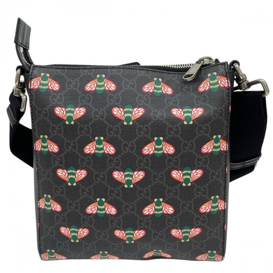 GUCCI グッチ ショルダーバッグ ベスティアリー ビー柄 メッセンジャーバッグ 681021 GGスプリームキャンバス レザー ブラック 黒 シルバー金具 レディース【中古品】