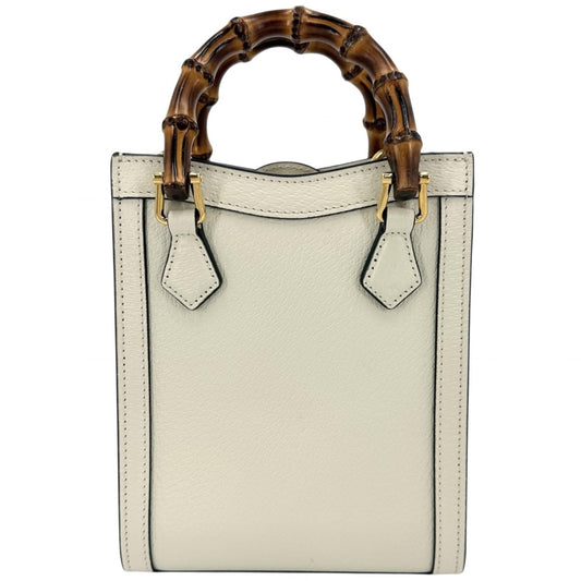 GUCCI グッチ 3WAY バンブー ダイアナ ミニトートバッグ ハンドバッグ GG ショルダーバッグ 739079 レザー アイボリー ゴールド金具 レディース【中古品】