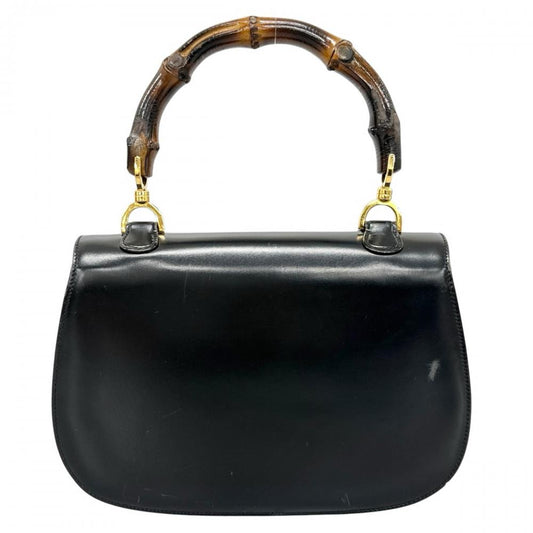 GUCCI グッチ ハンドバッグ バンブー ヴィンテージ レザー ブラック 黒 ゴールド金具 レディース【中古品】