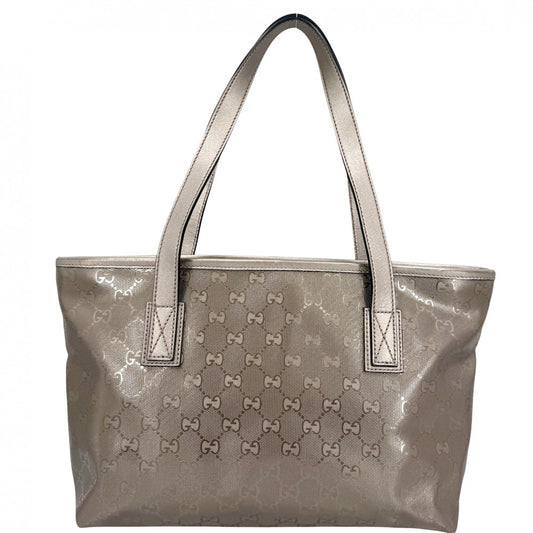 GUCCI グッチ ハンドバッグ GGインプリメ トートバッグ 211138 コーティングキャンバス レザー メタリックピンク シルバー金具 レディース【中古品】
