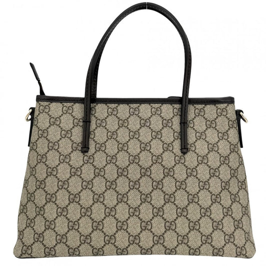 GUCCI グッチ 2WAY ハンドバッグ トートバッグ ショルダーバッグ 353440 GGスプリームキャンバス レザー ブラウン 茶 ベージュ ゴールド金具 レディース【中古品】