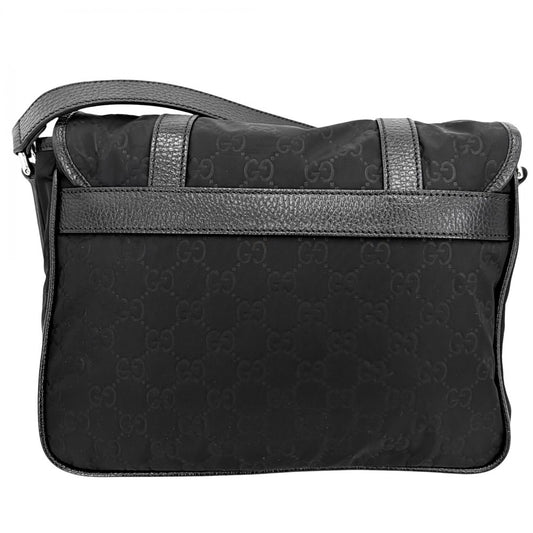 GUCCI グッチ ショルダーバッグ GGナイロン メッセンジャーバッグ かばん 鞄 510335 ナイロン レザー ブラック 黒 シルバー金具 メンズ【中古品】